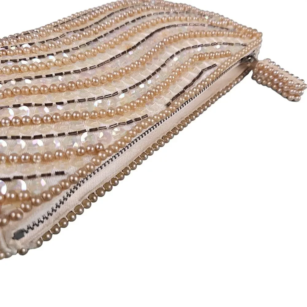Silvercraft beaded sequined shiny vintage clutch 1960's‎